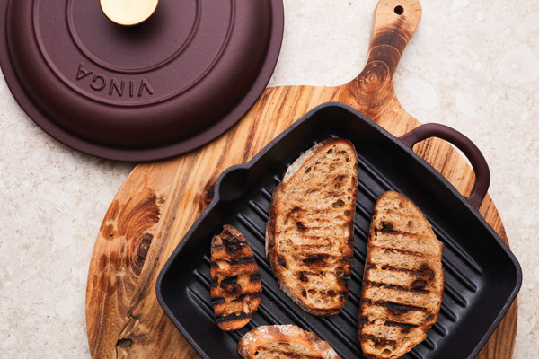 VINGA Monte enamelled grill pan - Burgundy