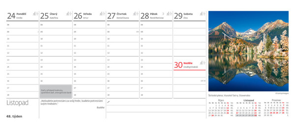 Plánovací stolní kalendář Svět hor 2025