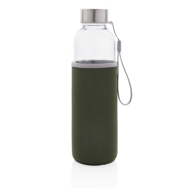 Glass bottle with neoprene sleeve - Green