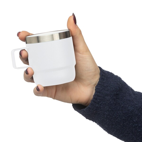 Recycled stainless steel double-walled cup (180 ml) Lilia - White