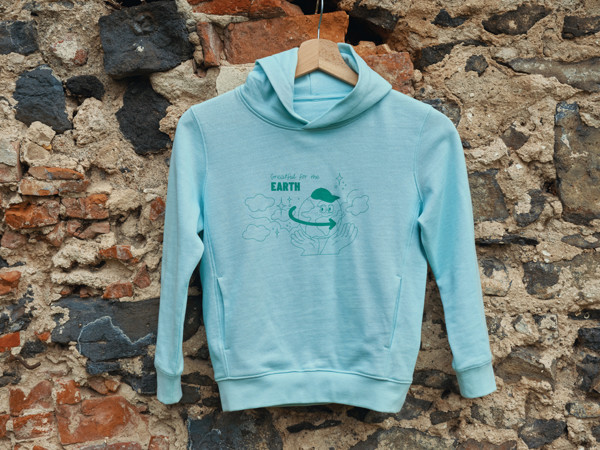 Iqoniq Yengo kids recycled cotton hoodie with sidepockets - Crushed Mint / 56