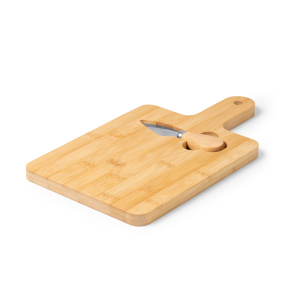 Tabla de quesos personalizada de bambú con cuchillo de acero inoxidable