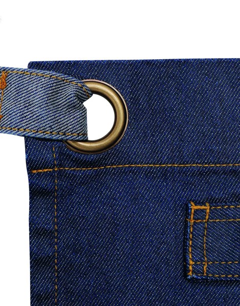 'Division' Waxed Look Denim Waist Apron - Black Denim