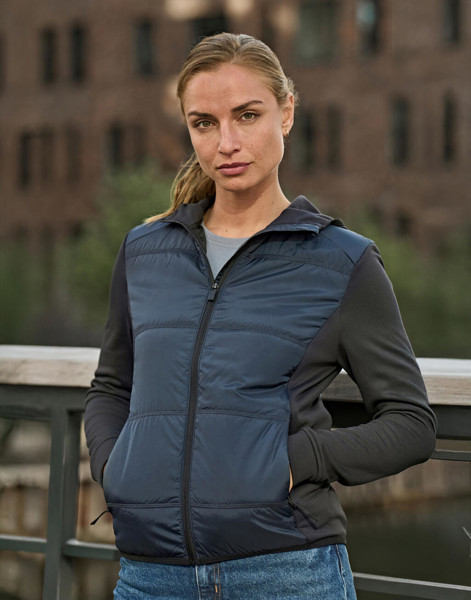 Womens Hybrid-Stretch Hooded Jacket - Deep Green / Black / 3XL