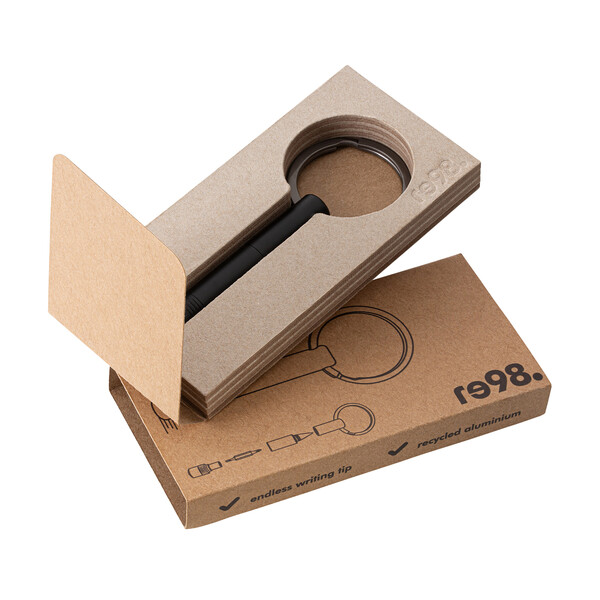 Key ring with endless pen and screwdriver PORTO TOOL - black