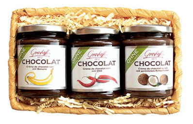Degustačná sada čokokrémov Banan, Chilli, Kokos, 3x250g