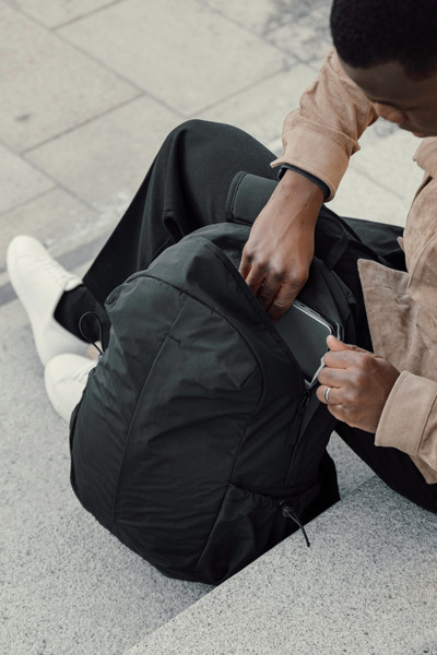 KENTO URBAN RCS recycled nylon 15.6 inch Backpack with front - Black