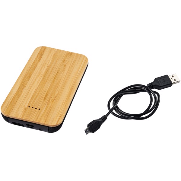 Future 6.000 mAh kabellose Powerbank mit Ladefunktion aus Bambus/Stoff