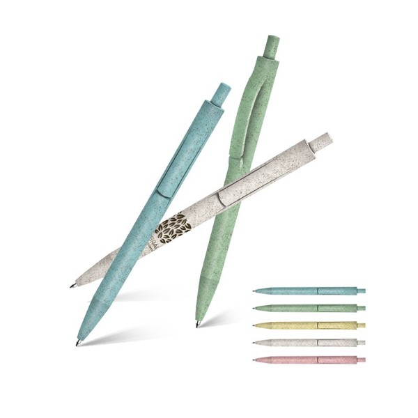 STYLO BILLE ECRITURE BLEUE CORPS ET CLIP PLASTIQUE BIO-SOURCE - Blanc