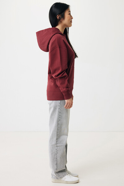 Mikina s kapucí Iqoniq Yoho relaxed fit z recykl. bavlny - Vínově Červená / XL