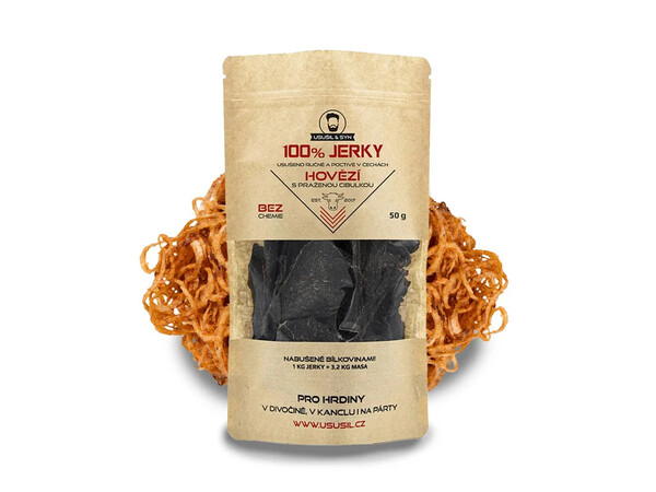 100% JERKY Hovädzie sušené mäso praženou cibuľkou