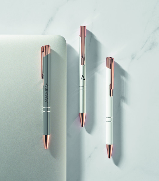 Bern Rose pen recycled aluminium, blue ink - White