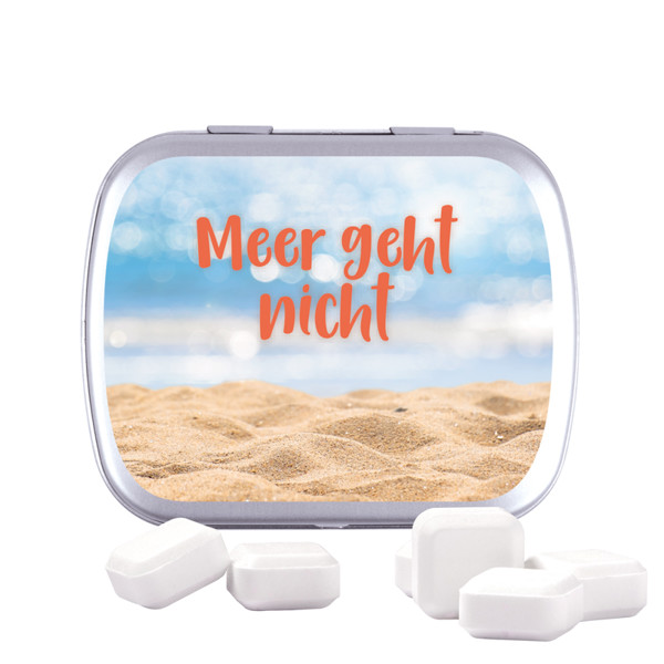 Hinged tin, white, dextrose | Dextrose squares, fruity flavour, 18 g