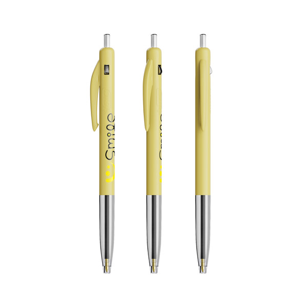 BIC® M10® Clic Ballpen - Yellow Pastel / Blue Ink