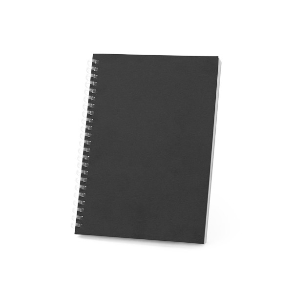SCHILLER. A5 notepad with flexible cover, made from 100% recycled paper - Black