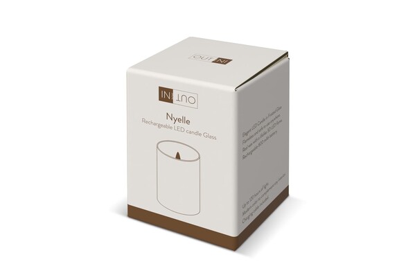 Bougie rechargeable à l'huile de cire et LED Nyelle dans un verre - Marron