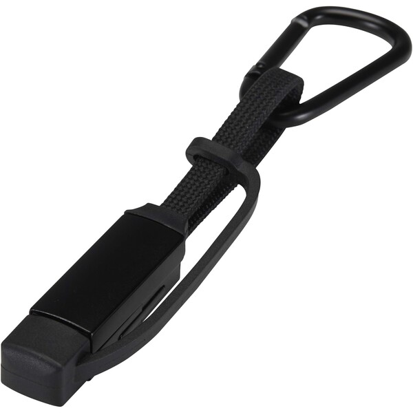 Algieba 65W 3-in-1 recycled aluminium charging cable with carabiner