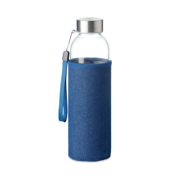 Utah Denim glass sport bottle 500 ml, neoprene pouch