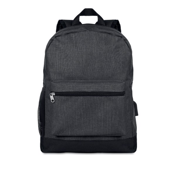 600D 2 tone polyester backpack Bapal Tone - Black
