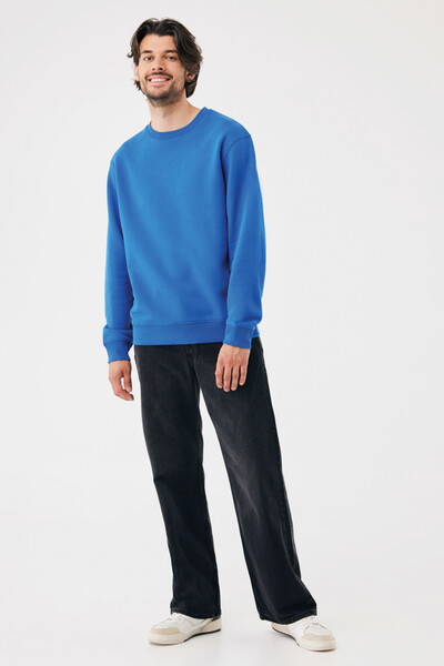 Sweater à col rond en coton recyclé IQONIQ Torla - Bleu Royal / XS