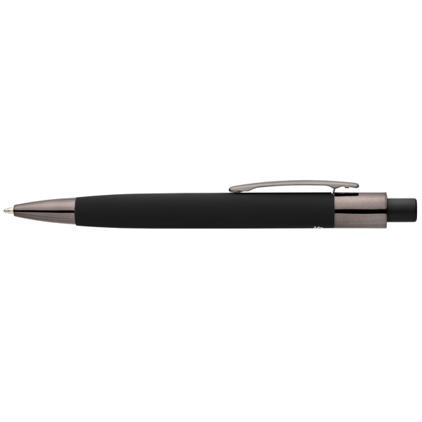 Malmö Recycled Aluminium Soft Touch Barrel Pen - Black / 4 Colour inkjet