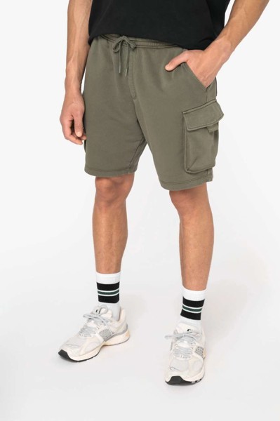 Men’S French Terry Washed  Effect Cargo Shorts - Washed Black / L