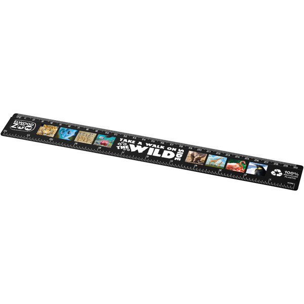 Refari 30 cm recycled plastic ruler - Black