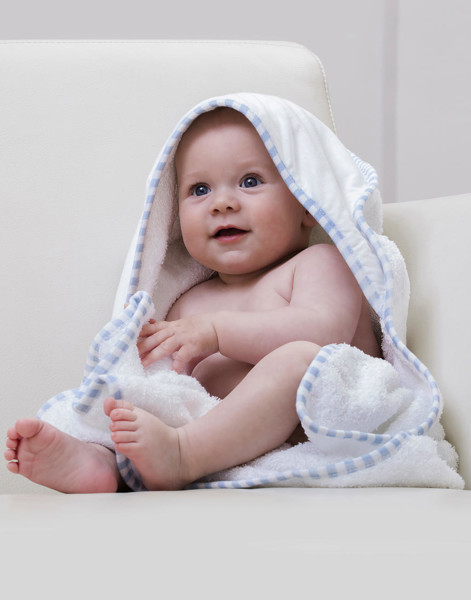 Po Hooded Baby Towel - White / Baby Blue / ONE SIZE