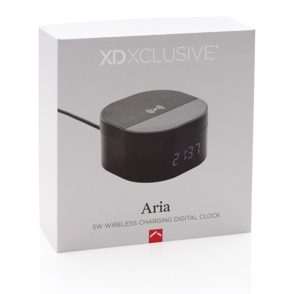 Aria 5W-os vezeték nélküli töltős digitális óra - Fekete