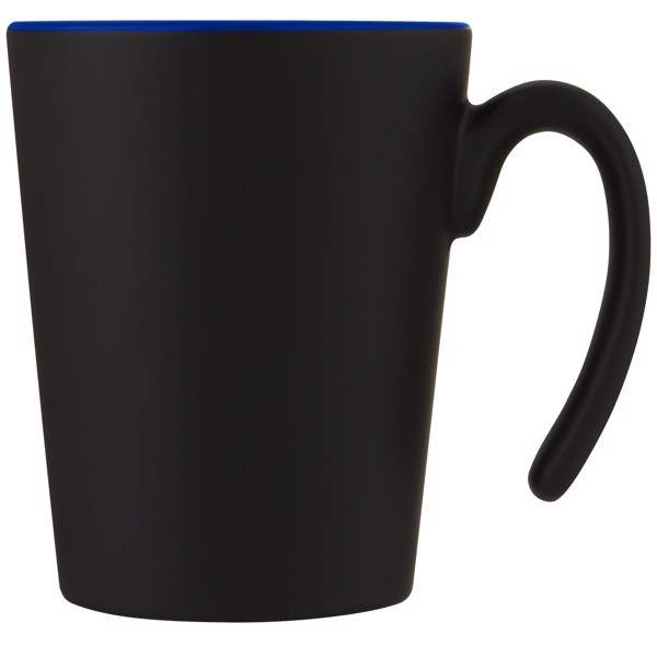 Mug en céramique Oli 360 ml avec anse - Bleu / Noir