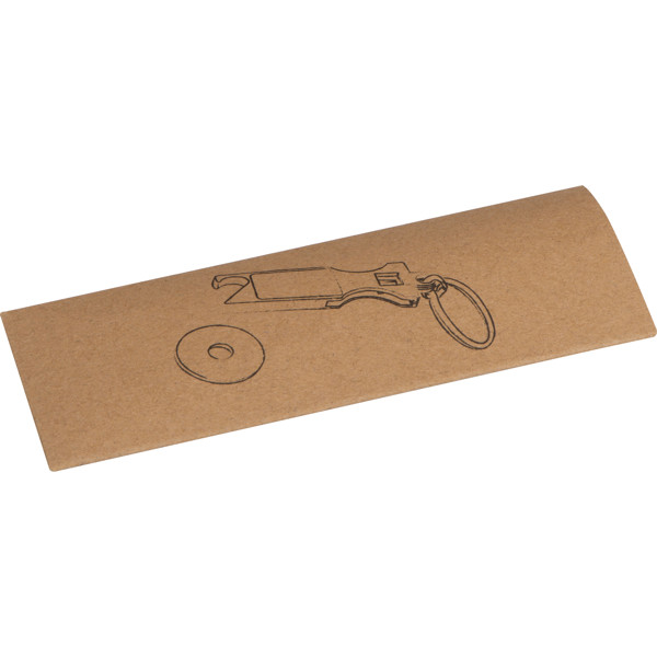 Keychain with shopping coin and bottle opener HILDE - Silvergrey