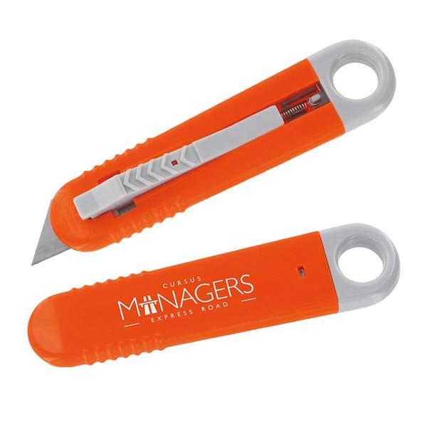 CUTTER PLASTIQUE A LAME AUTORETRACTABLE - Orange