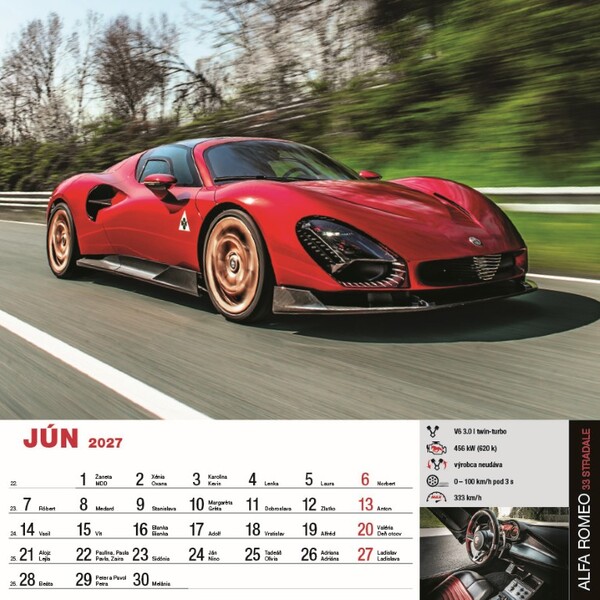 Nástenný Kalendár Sports Cars 2027