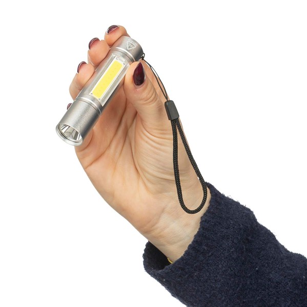 Gerecycled aluminium COB-zaklamp Sami - zilver
