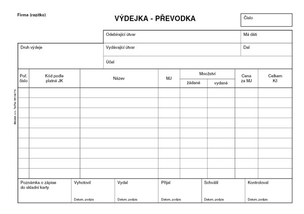 Výdejka - Převodka A5