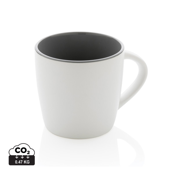 Ceramic mug with coloured inner 300ml - White / Grey