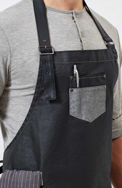 Traper pregača voštanog izgleda 'Division' s umjetnom kožom - Black Denim