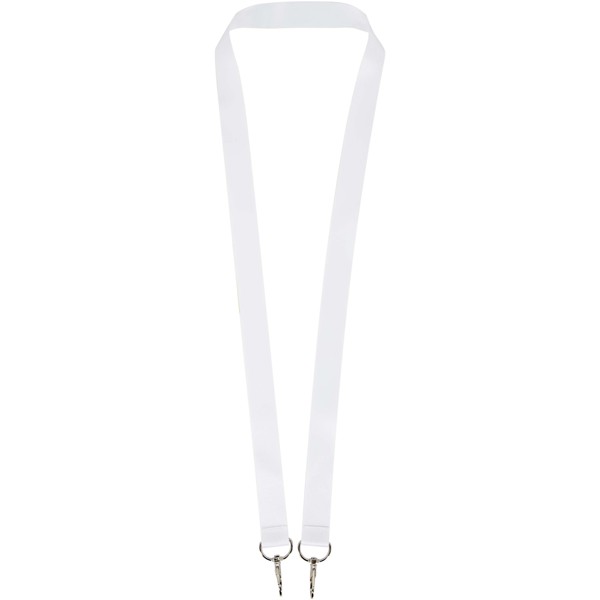Leia lanyard i RPET med sublimationstryk og to karabinlåse - Hvid / 10mm