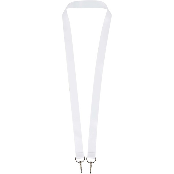 Leia Sublimation RPET-Lanyard mit 2 Metallhaken - weiss / 15mm