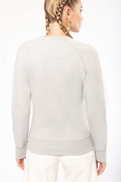Ladies’ Organic Cotton Crew Neck Raglan Sleeve Sweatshirt - Snow Grey / S