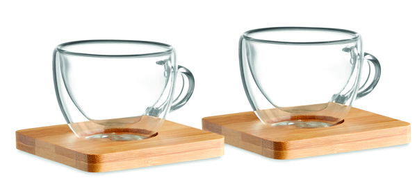 Set kozarcev za espresso Belize, 60 ml, bambusovi krožniki
