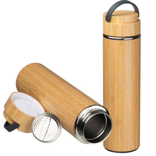 ESTERA Termohrnček z nerezu s bambusovým vzhľadom, 500 ml - Beige