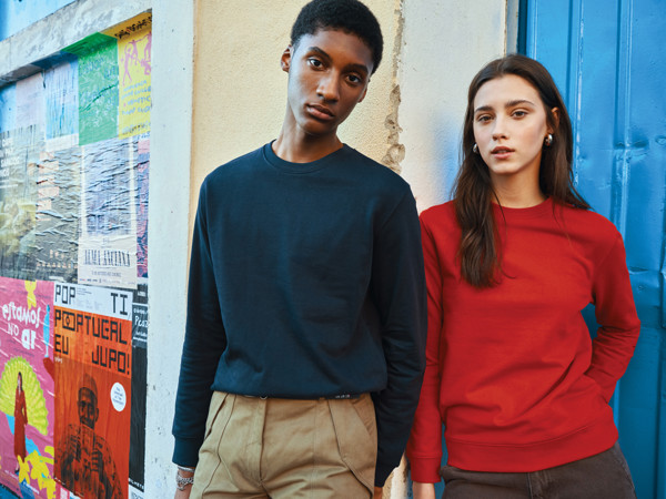 Sweater à col rond en coton recyclé Iqoniq Zion - Bleu Marine / XXS