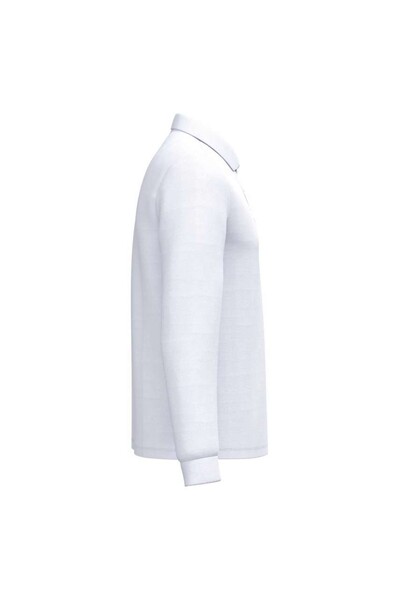 Men's Pique Long-Sleeves Polo Shirt - Ideal White / 2XL