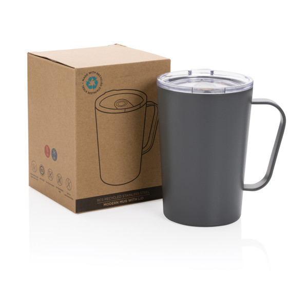 RCS Recycled stainless steel modern vacuum mug with lid - Grey