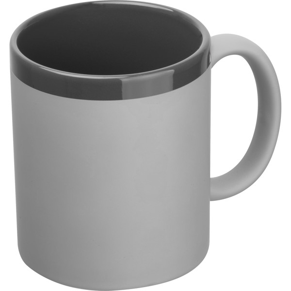 Ceramic mug – rubberized RONALD - Silvergrey