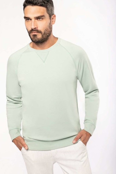 Men's Organic Cotton Crew Neck Raglan Sleeve Sweatshirt - Snow Grey / L