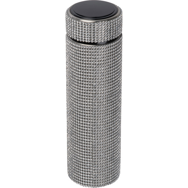Large stainless steel drinking bottle with rhinestone accents SYLWIA - Silvergrey