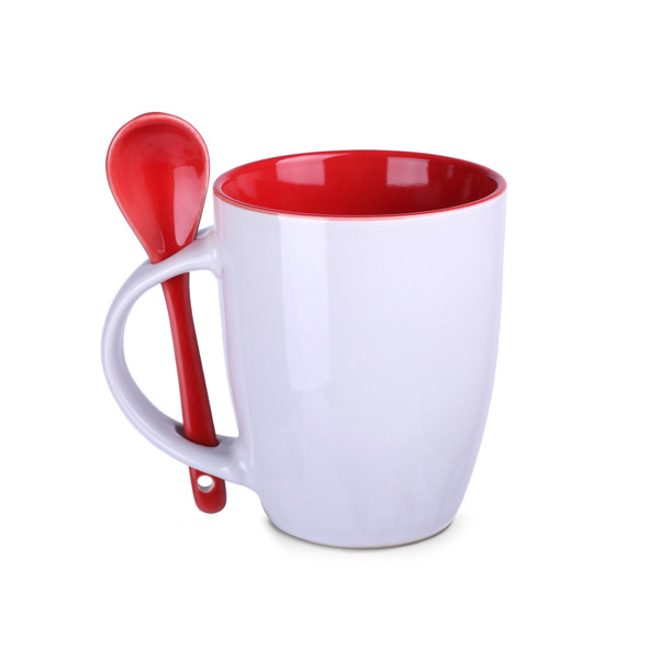 Easy ceramic mug, 99 mm height - White / Red