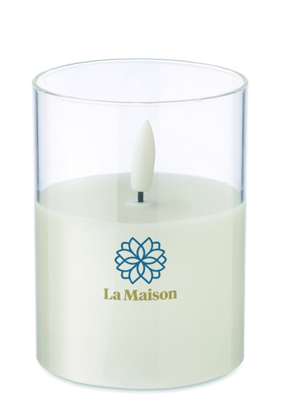 Xandle+ LED wax candle, glass holder, 75 mm Ø
